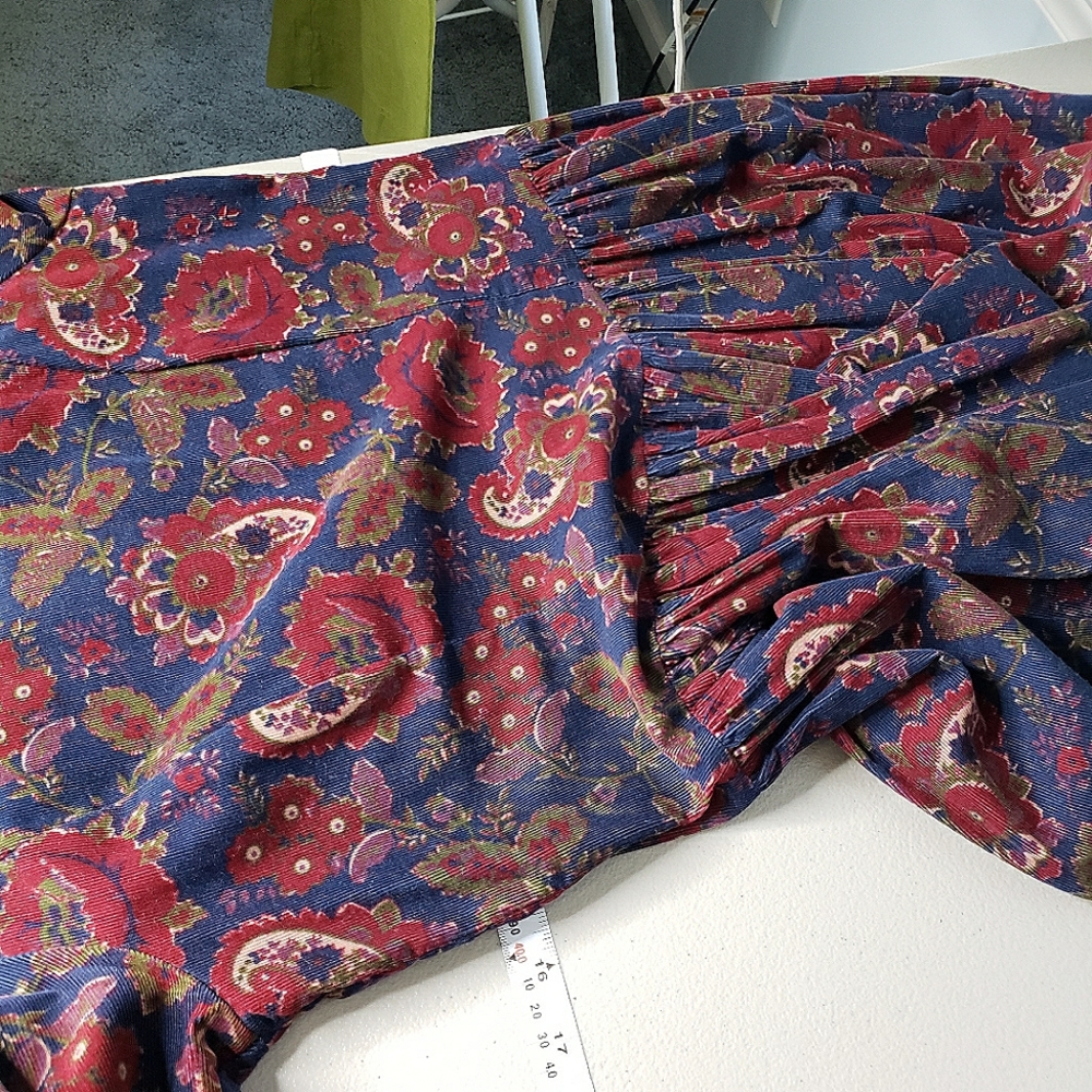 Vintage Laura Ashley Drop Waist Midi Dress Floral Paisley Corduroy Cottage s/m - Picture 13 of 17